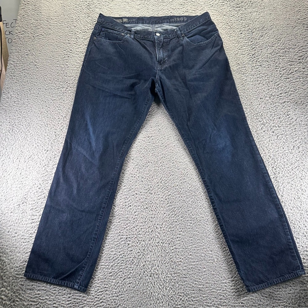 Gap 1969 Jeans Mens 36x32‎ Blue Cotton Denim Skinny Leg Utility Workwear Faded